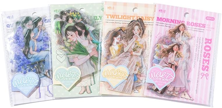 Alideco 120pcs Scrapbook Stickers Kawaii Fresh Sweet Girls People Journaling Scrapbooking Junk Journal Crafts Embelishment Decoration Diary Stickers（huaerzilianqu）