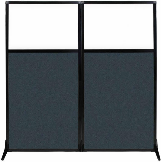 Versare Workstation Partition | Portable Wall Divider | Modern Office Cubicle | Free Standing Privacy Screen | Flexible Work Space | 66" x 70" W/Window, Blue Spruce Fabric Panels