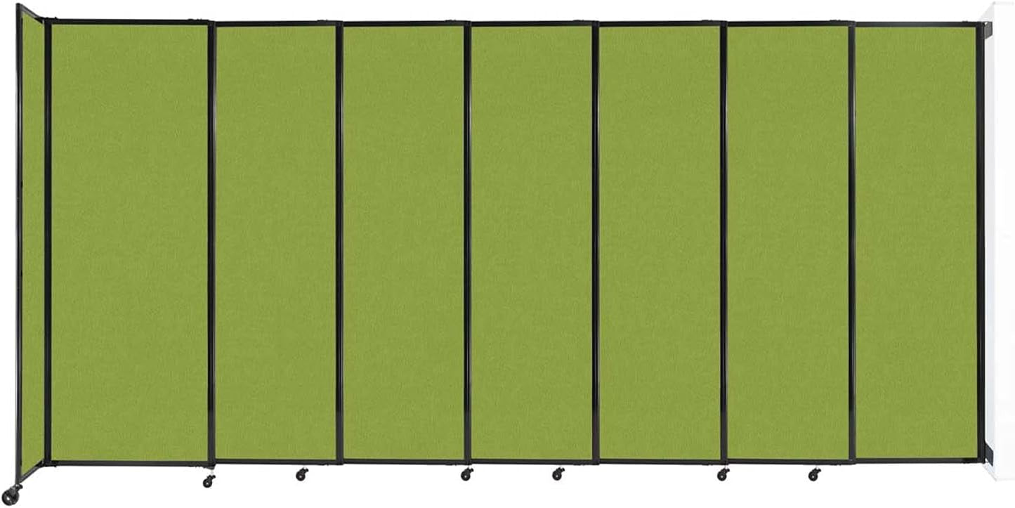 Wall-Mounted Sliding StraightWall Room Divider | Adjustable Widths | Locking Wheels | Room Separator | Up to 15'6" Wide x 7'6" Tall Lime Green Fabric Panels