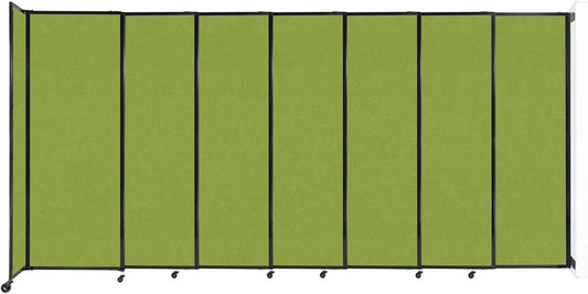 Wall-Mounted Sliding StraightWall Room Divider | Adjustable Widths | Locking Wheels | Room Separator | Up to 15'6" Wide x 7'6" Tall Lime Green Fabric Panels
