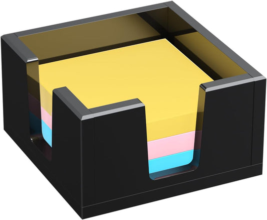 Acrylic Sticky Note Holder, Self-Stick Note Pad Holder W/O Pads - Note Dispenser Memo Pad Holder Desk Organizer for School Office Home (3''x3'' Black)