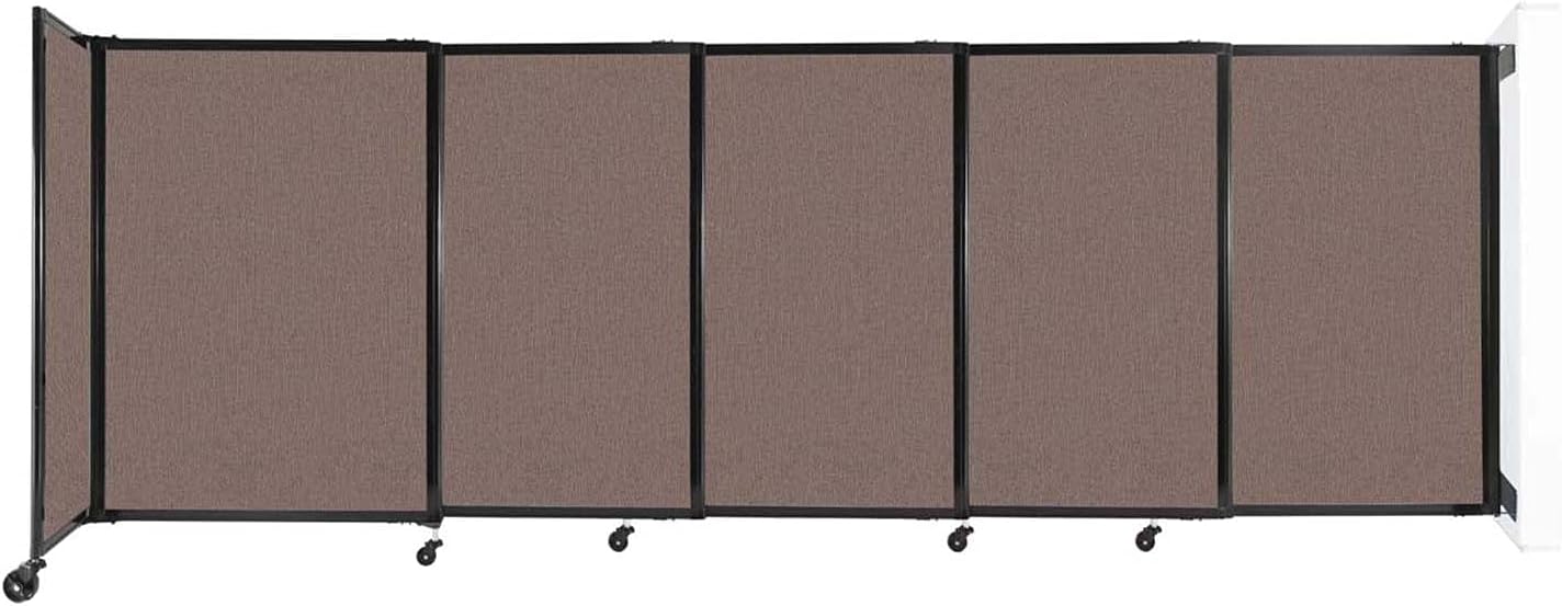 Wall-Mounted Sliding StraightWall Room Divider | Adjustable Widths | Locking Wheels | Room Separator | Up to 11'3" Wide x 4' Tall Latte Fabric Panels