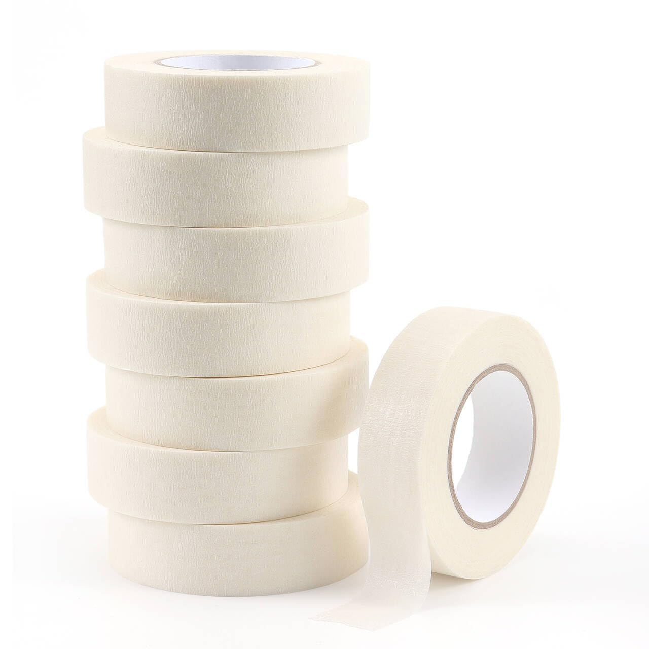 White Masking Tape 8 Rolls, 0.7 Inch x 20 Yards, Premium Quality, Multi-Purpose, Painters Tape for Home, Office & DIY Projects