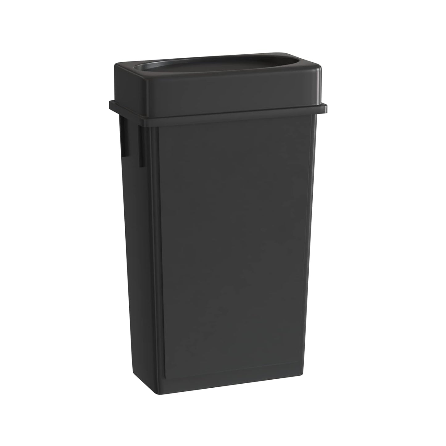 23 Gallon Black Slim Jim Trash Can with Drop Shot Lid