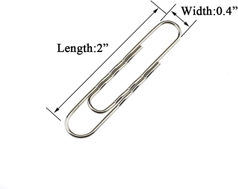 HAHIYO Paperclips Nonskid New Upgrade No Paper Scratch Large 2” Length Paper Clips with Curve Non Skid Heavy Duty Tight Grip Thick Rust Proof Reusable Metal Bright Silver for Home Office 90 Pack