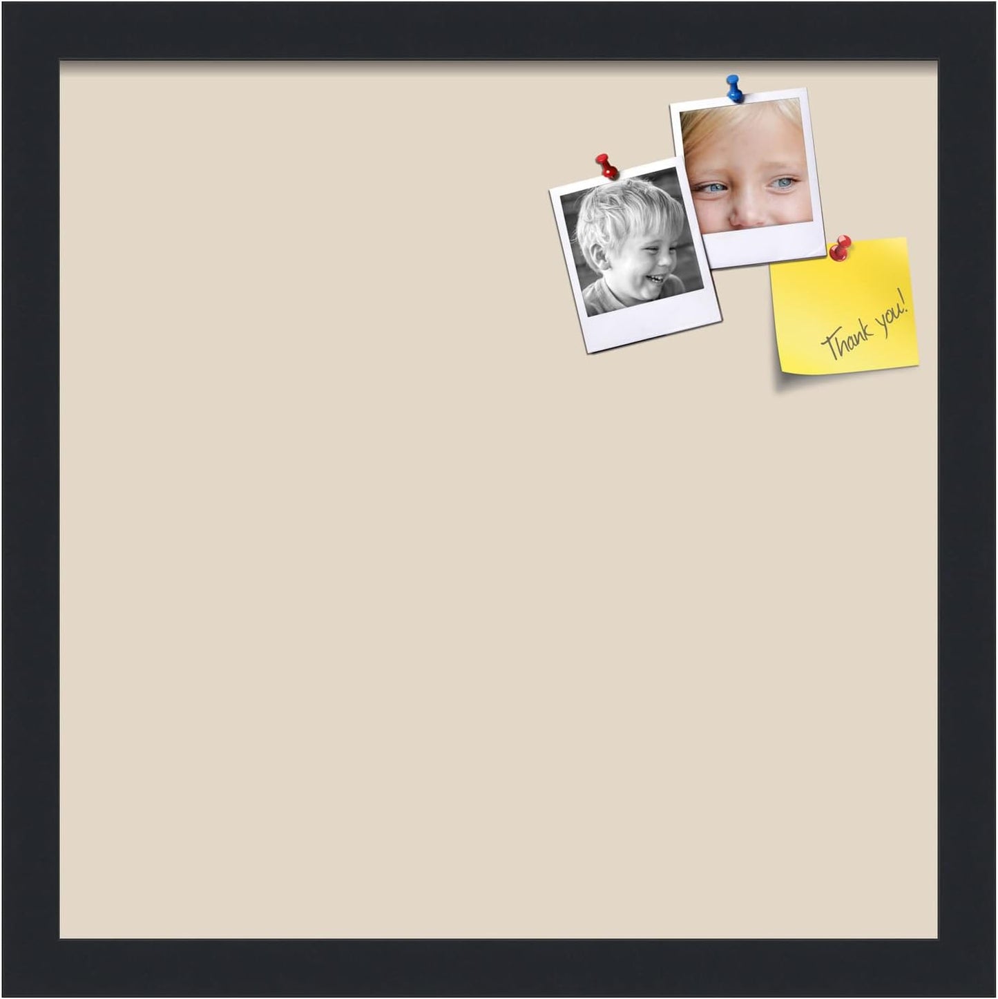 PinPix 15x15 Inch Cork Bulletin Board. This Decorative Framed Pin Board Comes with Desert Pastel Design and a Satin Black Frame. Ideal for Home Office Decor or Message Board (PinPix-1815)