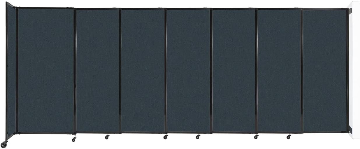 Wall-Mounted Sliding StraightWall Room Divider | Adjustable Widths | Locking Wheels | Room Separator | Up to 15'6" Wide x 6' Tall Blue Spruce Fabric Panels