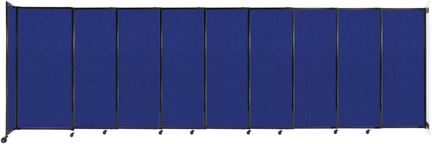 Wall-Mounted Sliding StraightWall Room Divider | Adjustable Widths | Locking Wheels | Room Separator | Up to 19'9" Wide x 6' Tall Royal Blue Fabric Panels