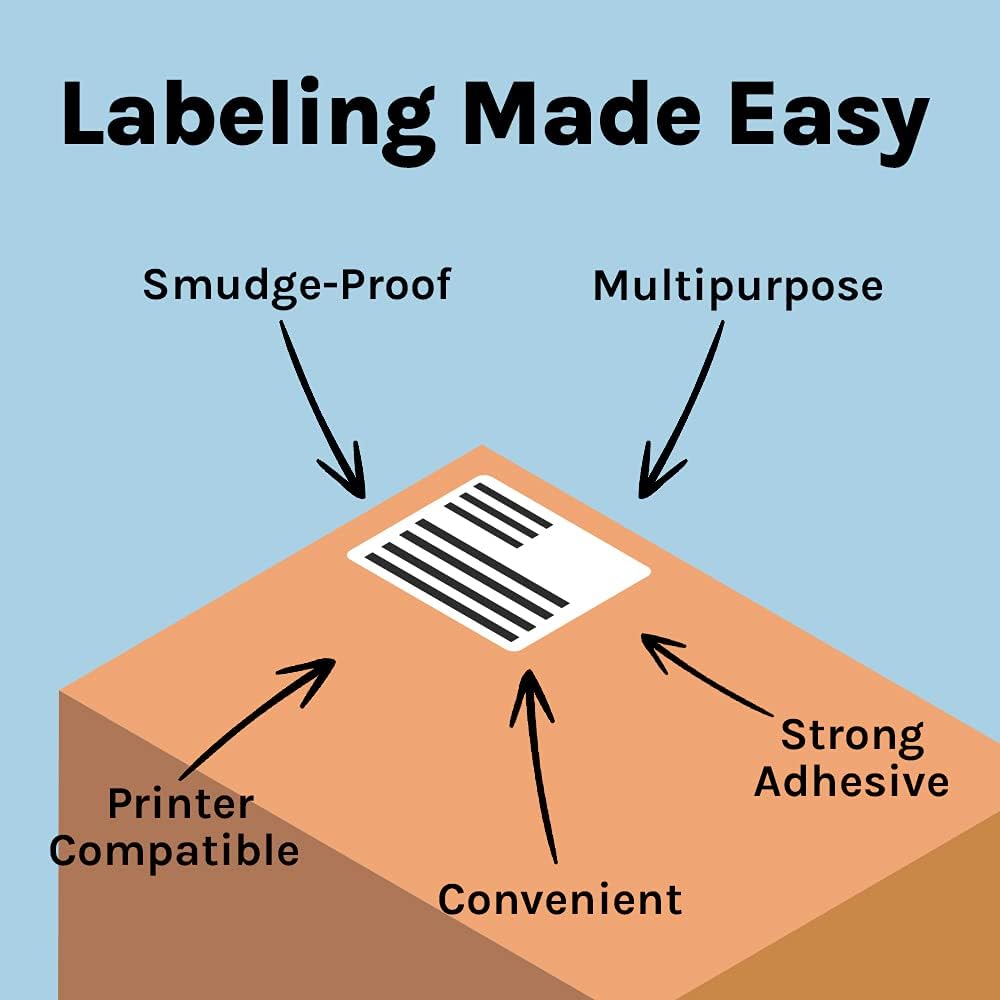 Premium Label Supply White Sticker FBA Labels – 4" x 3.33" – Laser/Inkjet Compatible – (6 per Sheet), 100 Sheets - 600 Total Adhesive Labels