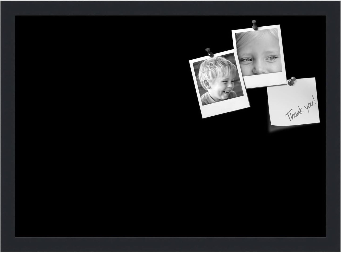 PinPix 21x15 Inch Cork Bulletin Board. This Decorative Framed Pin Board Comes with Solid Black Design and a Satin Black Frame. Ideal for Home Office Decor or Message Board (PinPix-622)