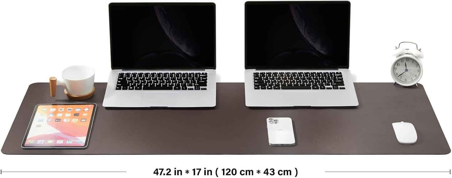 Large Desk Mat - 47.2"x 17" Non-Slip PU Desk Pad for Office and Home - Ideal for Large Mouse Pad and Desk Mats on Top of Desks(Coffee)