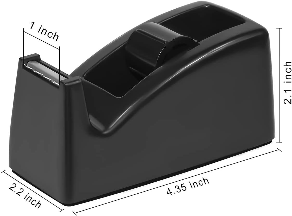 JIKIOU Desktop Tape Dispenser - Non-Skid Base - Weighted Tape Roll Dispenser - Perfect for Office Home School (Tape not Included) - (3-Pack Black)