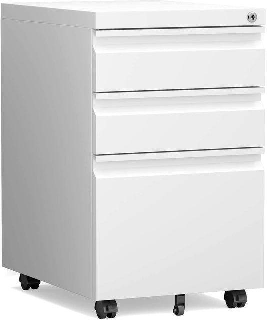 STANI Mobile File Cabinet with Lock Under Desk Metal Filing Legal/Letter File Folders Rolling Cabinet Metal File Cabinets Filing on Wheels with Drawers Assembly Required