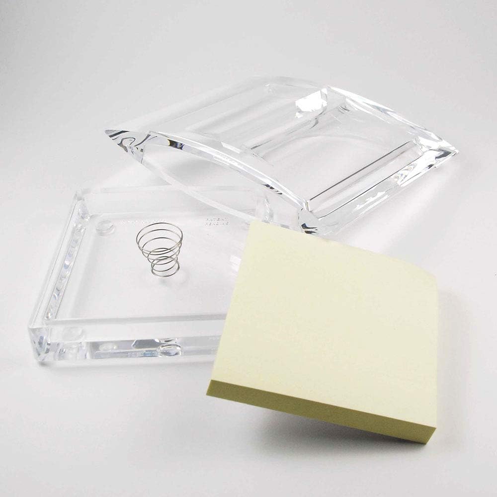 Acrylic Dispenser for Self-Stick Note/Holder Includes 2 Memo Notes | for 3 x 3 Self-Stick Notes | Office Supplies, Desk Accessories - Clear