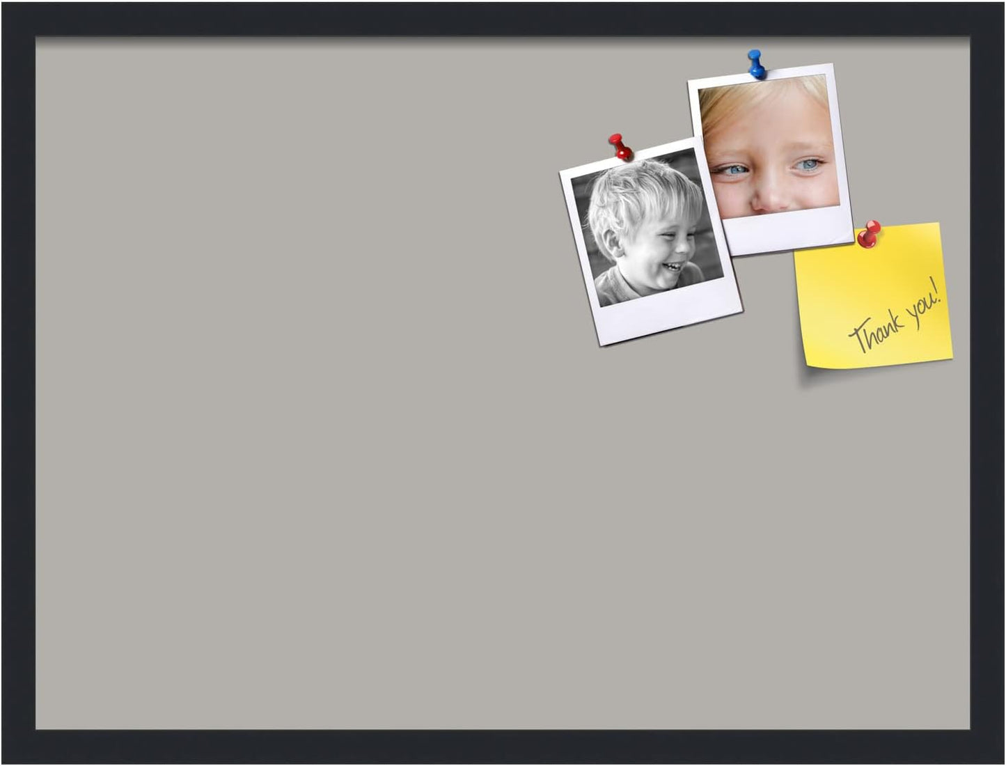 PinPix 27x20 Inch Cork Bulletin Board. This Decorative Framed Pin Board Comes with Dark Stone Design and a Satin Black Frame. Ideal for Home Office Decor or Message Board (PinPix-1808)