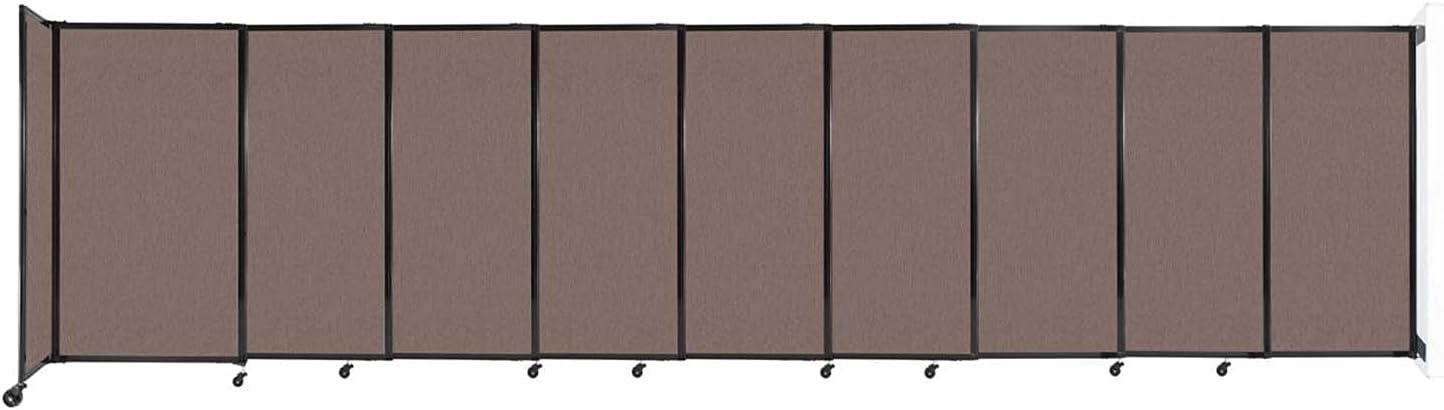 Wall-Mounted Sliding StraightWall Room Divider | Adjustable Widths | Locking Wheels | Room Separator | Up to 19'9" Wide x 5' Tall Latte Fabric Panels