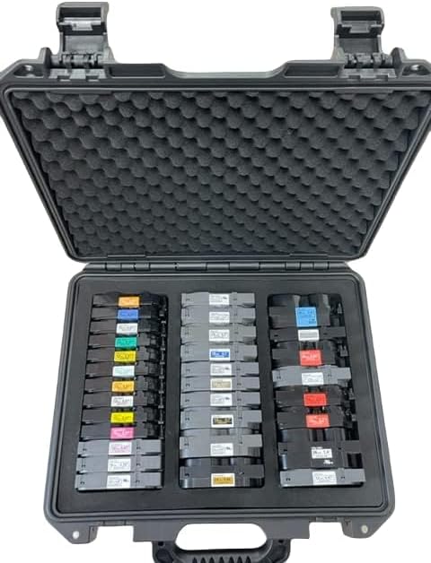 Protective Custom Label Tape Carrying Case for TZe P-Touch Tapes - Holds up to 39 Tapes.