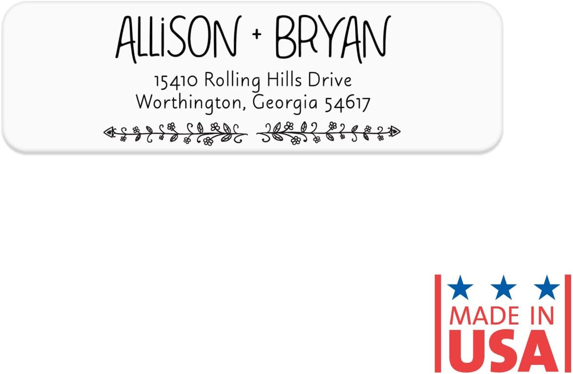 Black and White Botanical Rolled Address Labels / 500 Personalized Return Address Labels/Designer Address Stickers in Elegant Plastic Dispenser