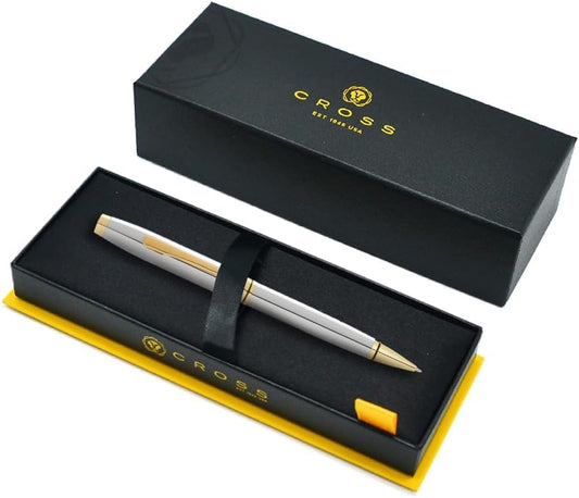 Cross Coventry Refillable Ballpoint Pen Presented in a Everyday Gift Box - Medium Point, Black Ink, Polished Chrome & Gold