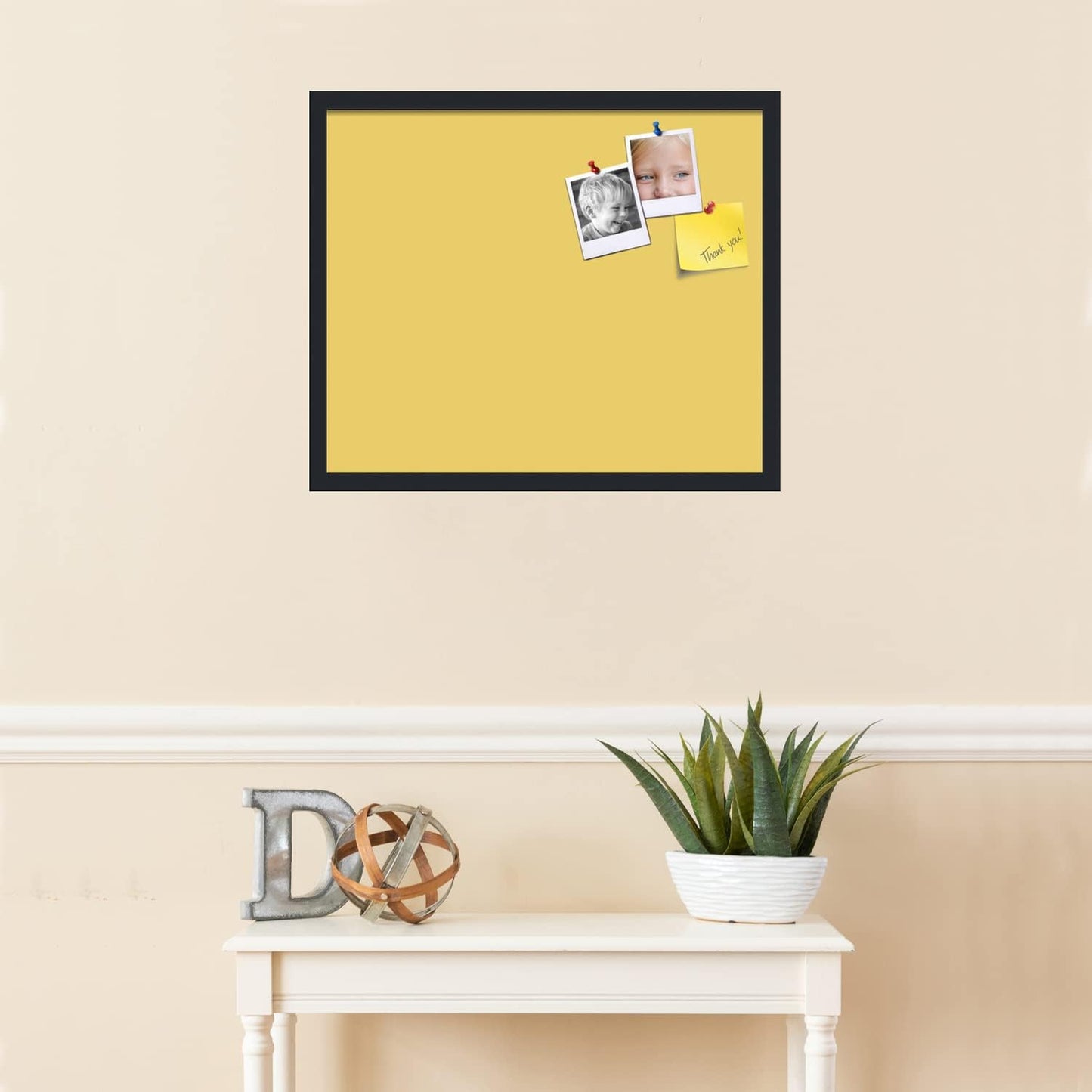 PinPix 24x20 Inch Cork Bulletin Board. This Decorative Framed Pin Board Comes with Honey Pastel Design and a Satin Black Frame. Ideal for Home Office Decor or Message Board (PinPix-1810)