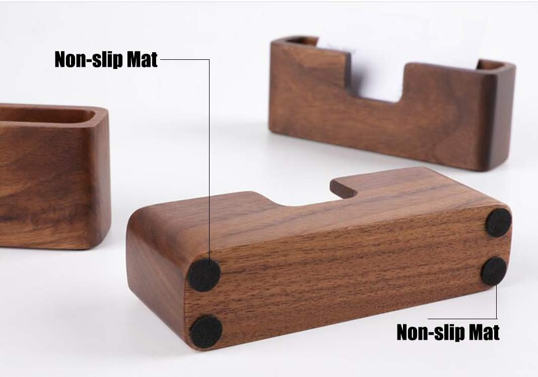 Wood Business Card Holder, Tabletop Walnut Name Card Holder, Office Desktop Wooden Business Card Stand, 50 Cards