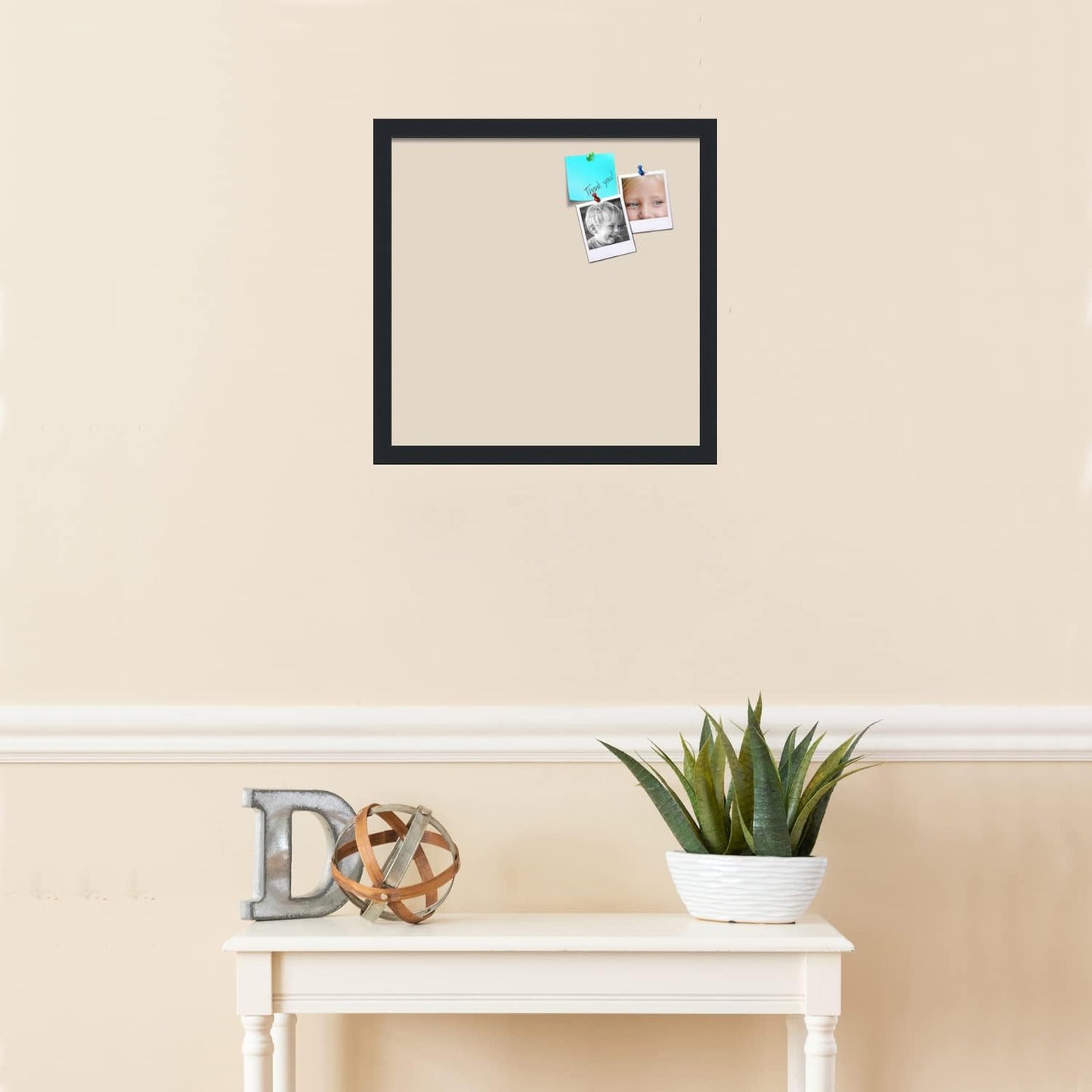 PinPix 17x17 Inch Cork Bulletin Board. This Decorative Framed Pin Board Comes with Desert Pastel Design and a Satin Black Frame. Ideal for Home Office Decor or Message Board (PinPix-1815)