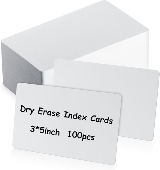 Harloon 100 Pcs Dry Erase Index Cards 3 x 5 Inch Laminated Reusable Dry Erase Note Cards Sheets for Office to Do List(White)