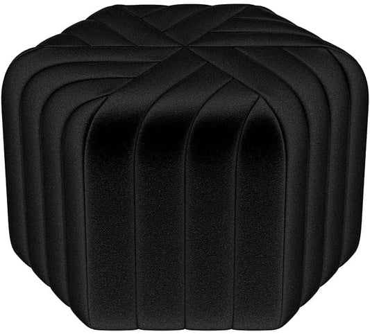 homary 18.5" Hexagonal Pouf Ottoman Upholstered, Velvet Footrest Rest Stools Modern Sofa Footrest Entryway Shoe Changing Stool, Low Coffee Table Footstool for Living Room/Bedroom/Entrway-Black