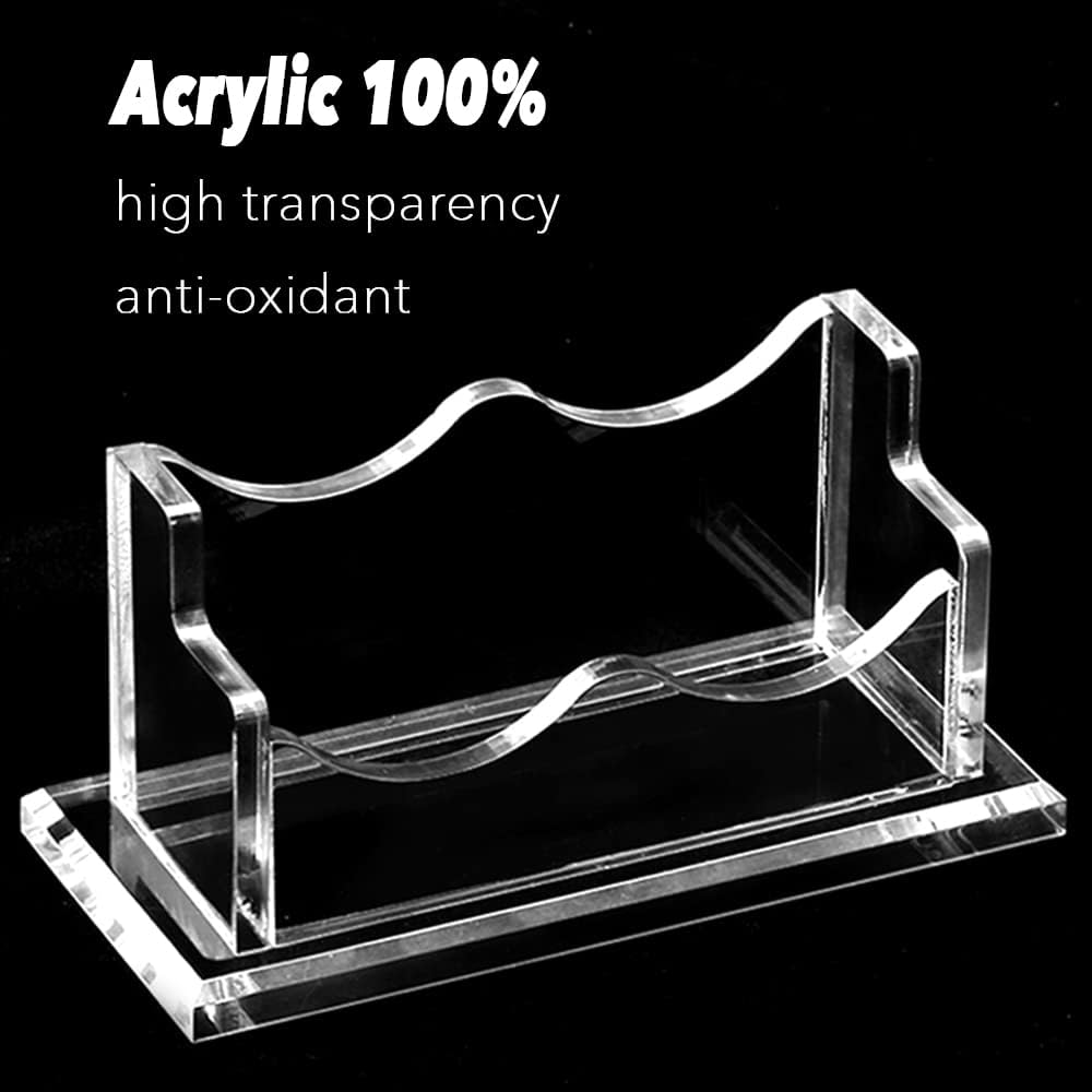 2 Packs Acrylic Business Card Holders for Desk, Horizontal Clear Business Name Card Display Stand, Desk Accessory Business Name Card Organizer (Horizontal, 1-Slot)