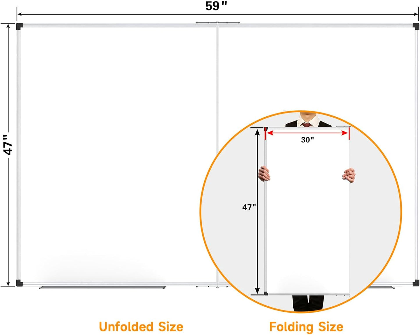 XBoard Magnetic Whiteboard 60 x 48 Inch, Dry Erase Board for Wall with Silver Aluminum Frame Foldable Presentation Board