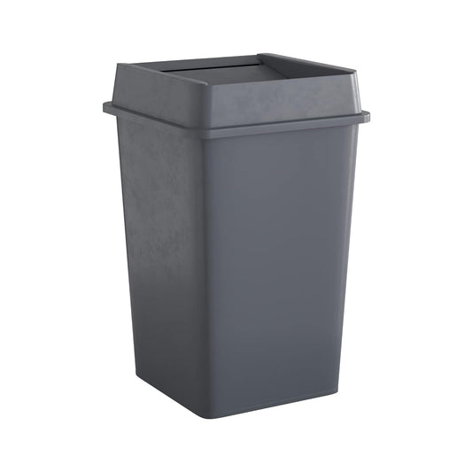 35 Gallon Grey Square Commercial Trash Can with Lid
