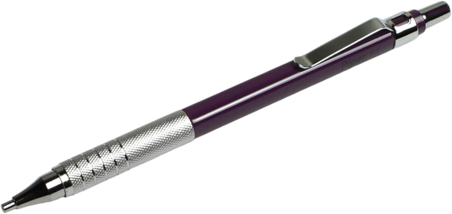 PIPER Quadrata Metal Mechanical Pencil 0.7mm with Erasers and HB #2 Lead Refills for Art, Sketching, Writing, Drafting (Dusty Dark Purple)