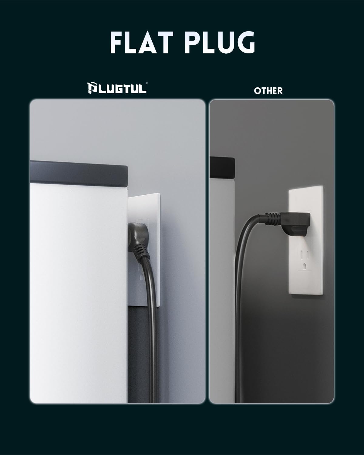 Surge Protector Power Strip 20FT, PLUGTUL Surge Protector with 10 Outlets - Spacious Design for Large Plugs, Flat Plug, 20W USB C Charging for Home, Office, ETL Listed, 2040J