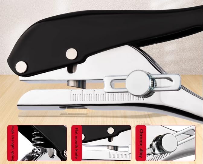 Single Hole Punch 1/4 inch-6mm Round Heavy Duty Hole Puncher Badge Hole Punch Paper Punch Portable Hand Held Long Hole Puncher for Craft Paper Plastic Cardboard Business Card Photos-Black