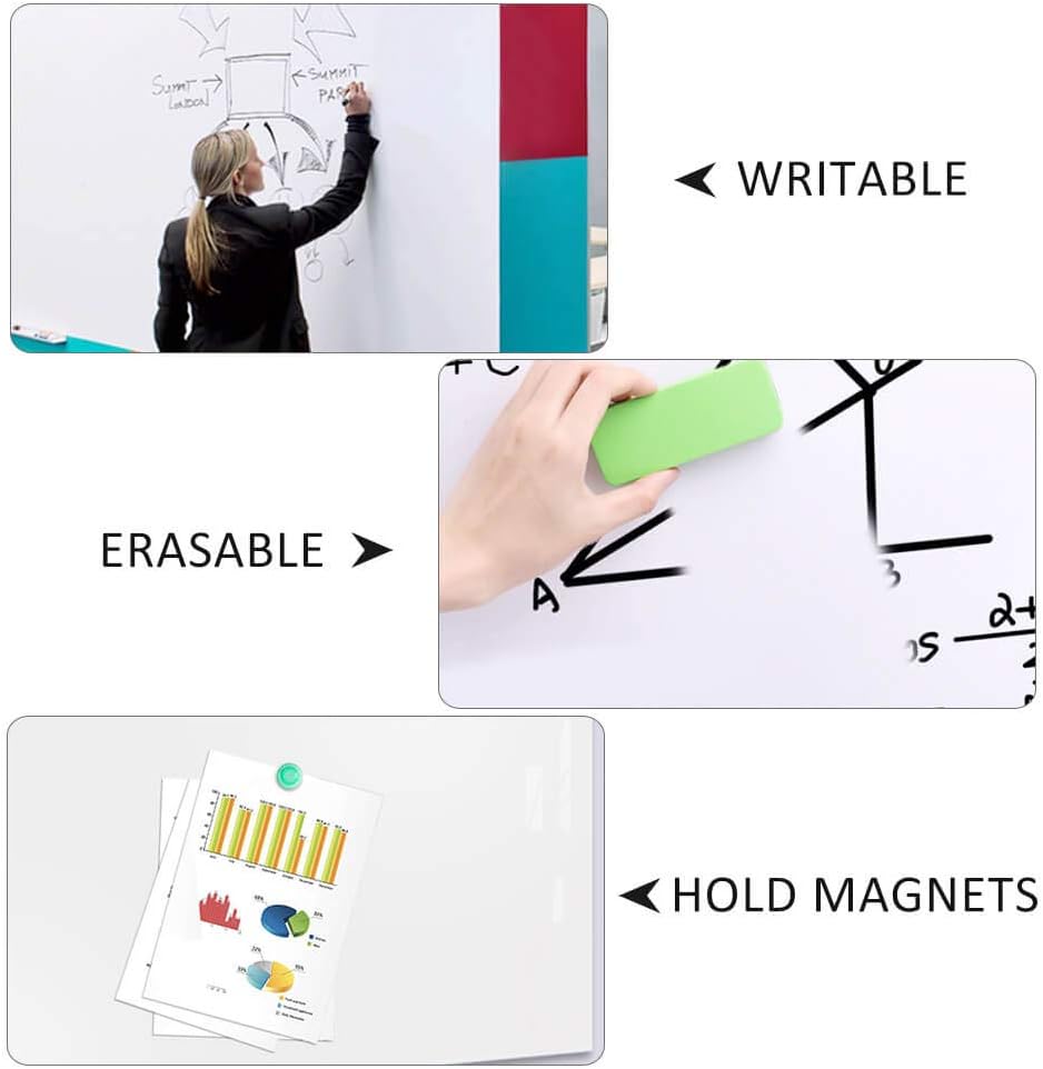 Magnetic Whiteboard Contact Paper for Wall 94 x 48 inches, Magnetic Dry Erase White Board Sticker with Non-Adhesive Backing for Office Home School