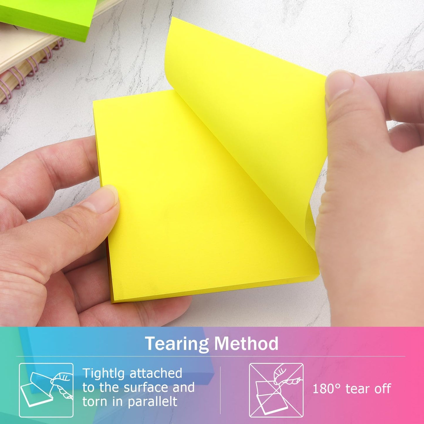 Sticky Notes 3x3 Pop Up Self-Stick Notes Pads with 6 Bright Colors, Easy to Post for Office, School, Home, 6 Pads/Pack, 100 Sheets/Pad(Pop Up)