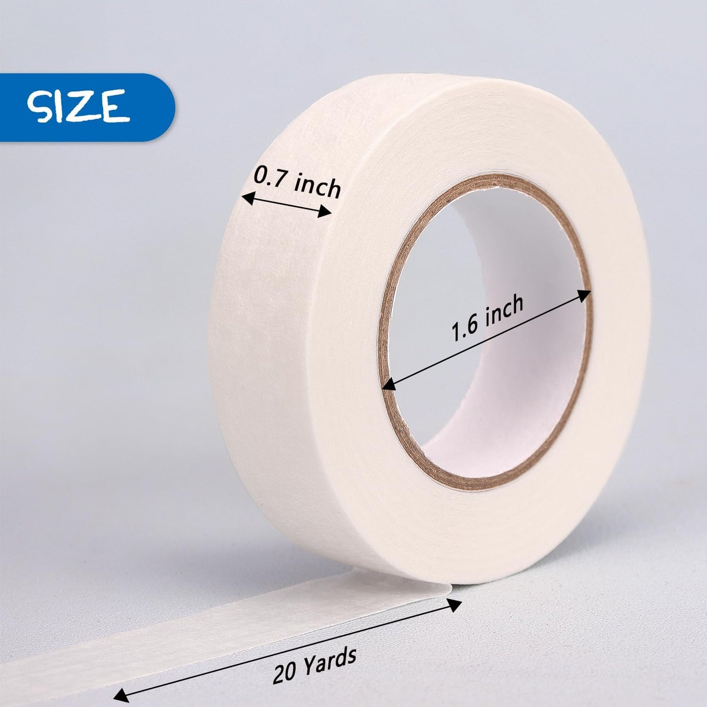 White Masking Tape 8 Rolls, 0.7 Inch x 20 Yards, Premium Quality, Multi-Purpose, Painters Tape for Home, Office & DIY Projects