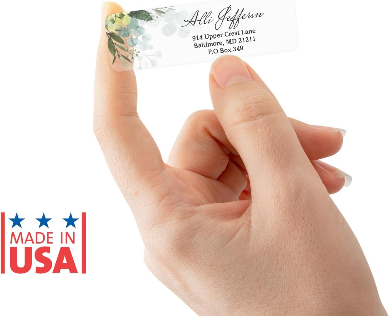 Clear Floral Greenery Rolled Address Labels / 250 Personalized Return Address Labels/Custom Address Stickers in Elegant Plastic Dispenser