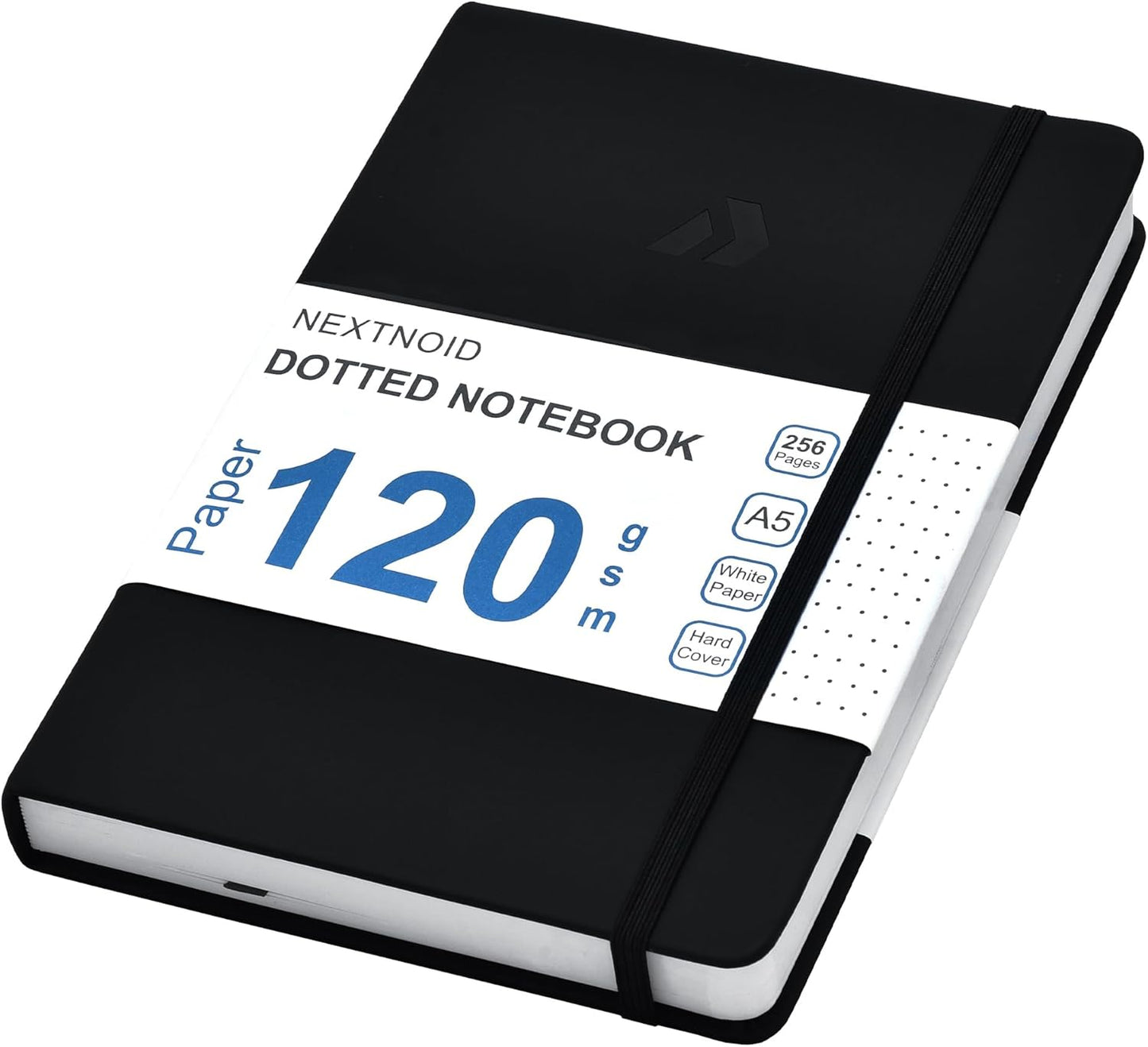 Nextnoid Hardcover Dotted Journal Notebook - 120 GSM Thick Paper, Medium A5-256 Pages - Perfect For Handwriting, Diagrams, Note-Taking and To-Do Lists (Dot, Black)