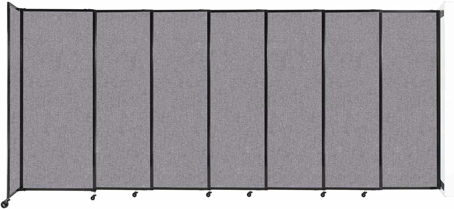 Wall-Mounted Sliding StraightWall Room Divider | Adjustable Widths | Locking Wheels | Room Separator | Up to 15'6" Wide x 6'10" Tall Cloud Gray Fabric Panels