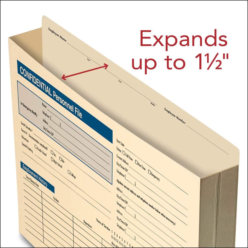 Confidential Personnel Pocket File | 12" x 9-1/2" | Expandable File Folder | 25 Pack