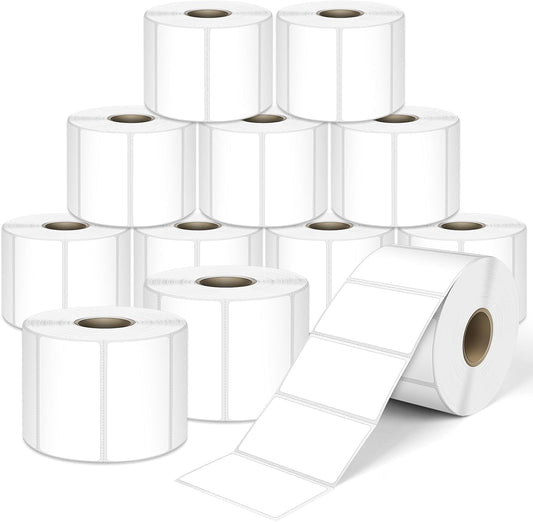 L LIKED 2.25" x 1.25" Direct Thermal Labels, Permanent Adhesive Barcode Address Label & Compatible with Rollo, Zebra and Other Desktop Printers (12 Rolls, 12000 Labels)