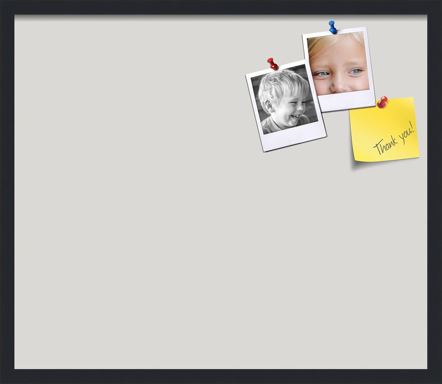 PinPix 28x24 Inch Cork Bulletin Board. This Decorative Framed Pin Board Comes with Light Stone Design and a Satin Black Frame. Ideal for Home Office Decor or Message Board (PinPix-1809)