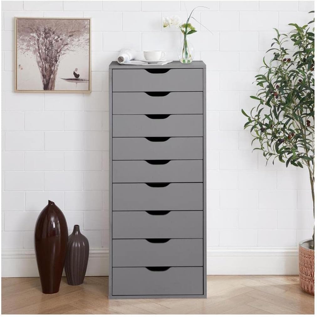 Naomi Home Office File Cabinets Wooden File Cabinets for Home Office Lateral Cabinet Wood Cabinet Mobile Mobile Storage Filing Storage Drawer Gray 9 Drawer