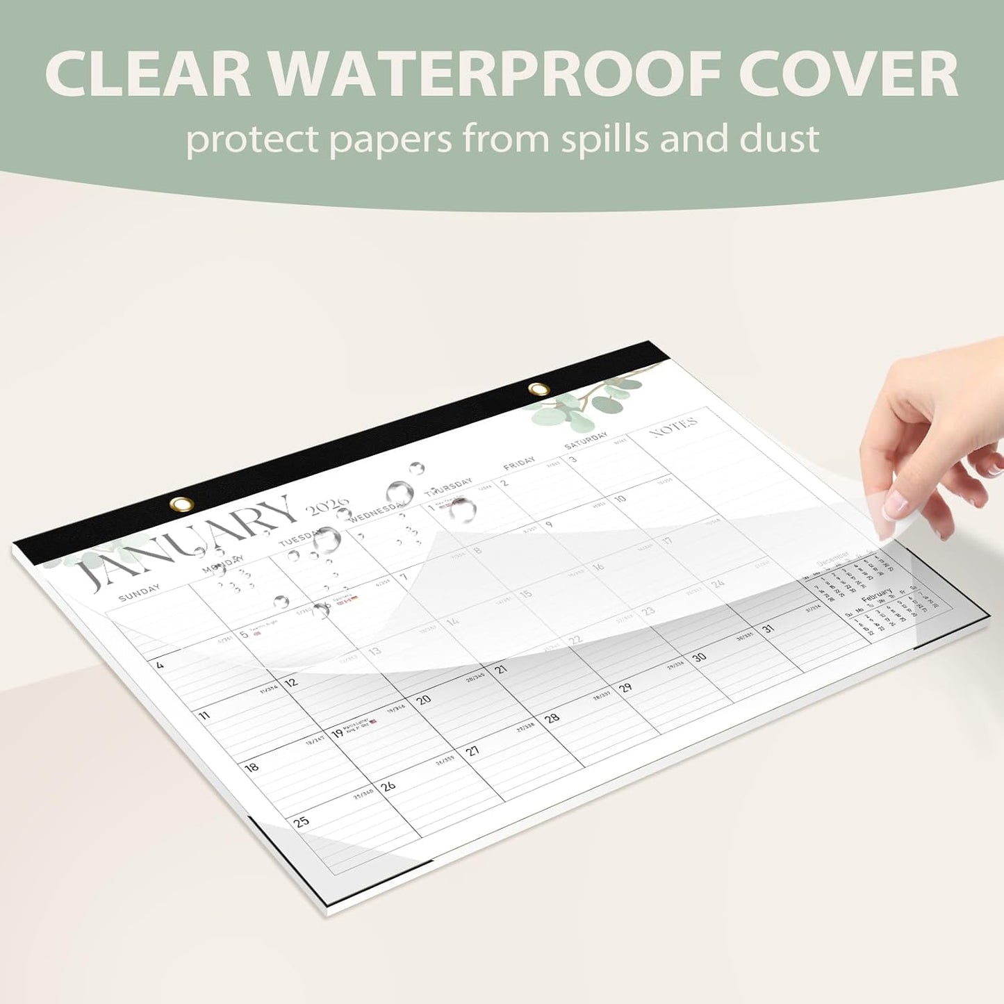 Desk Calendar 2025-2026, 18 Months (July 2025 to December 2026) - Large Size 17" x 12" Desktop/Wall Monthly Calendar with To Do List, Personal Desk Calendar Planner for Home, School, Office - Leaf