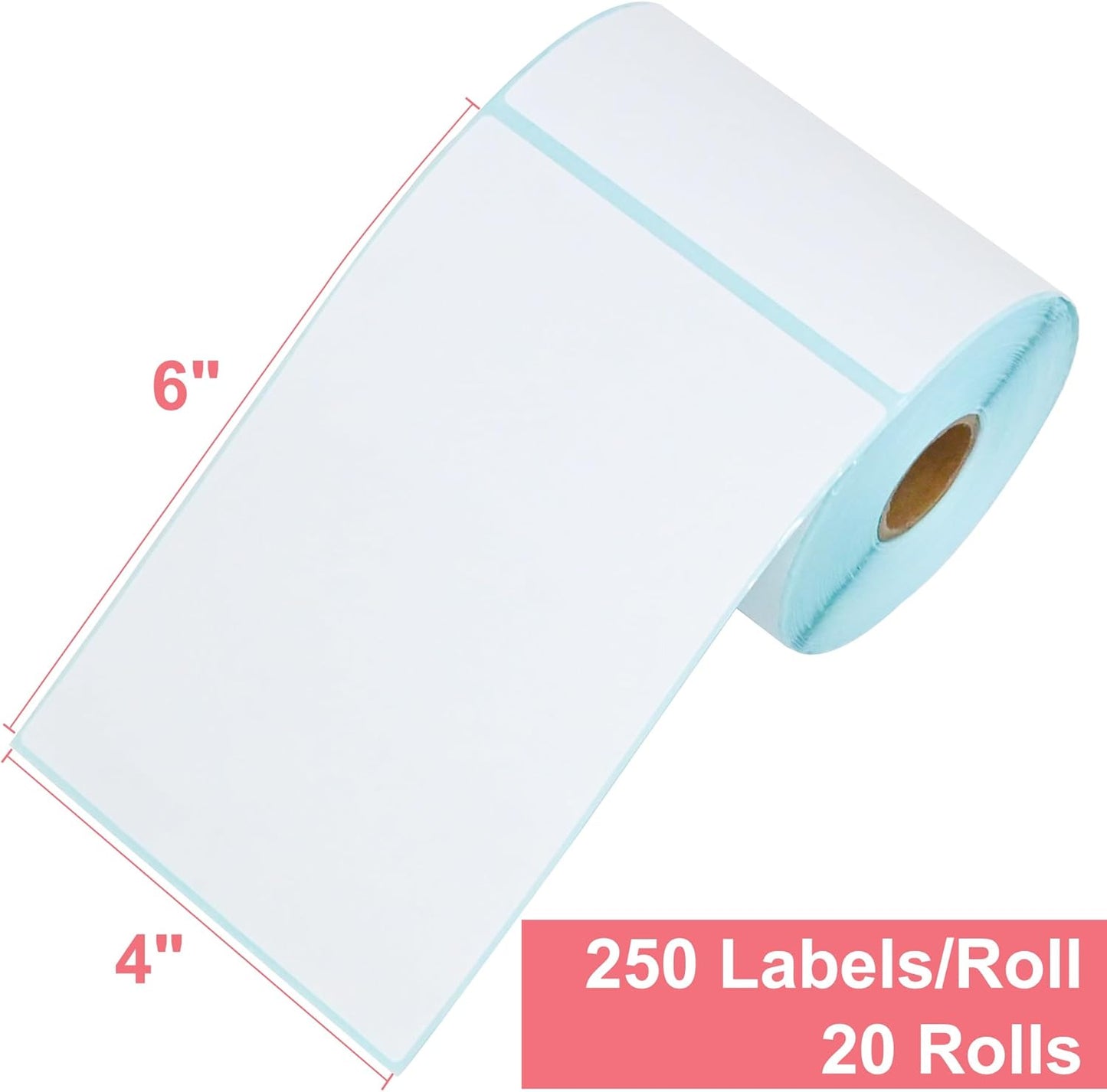 L LIKED 4"x 6" Direct Thermal Labels White Perforated Shipping Labels, 250 per Roll, 20 Rolls - Commercial Grade