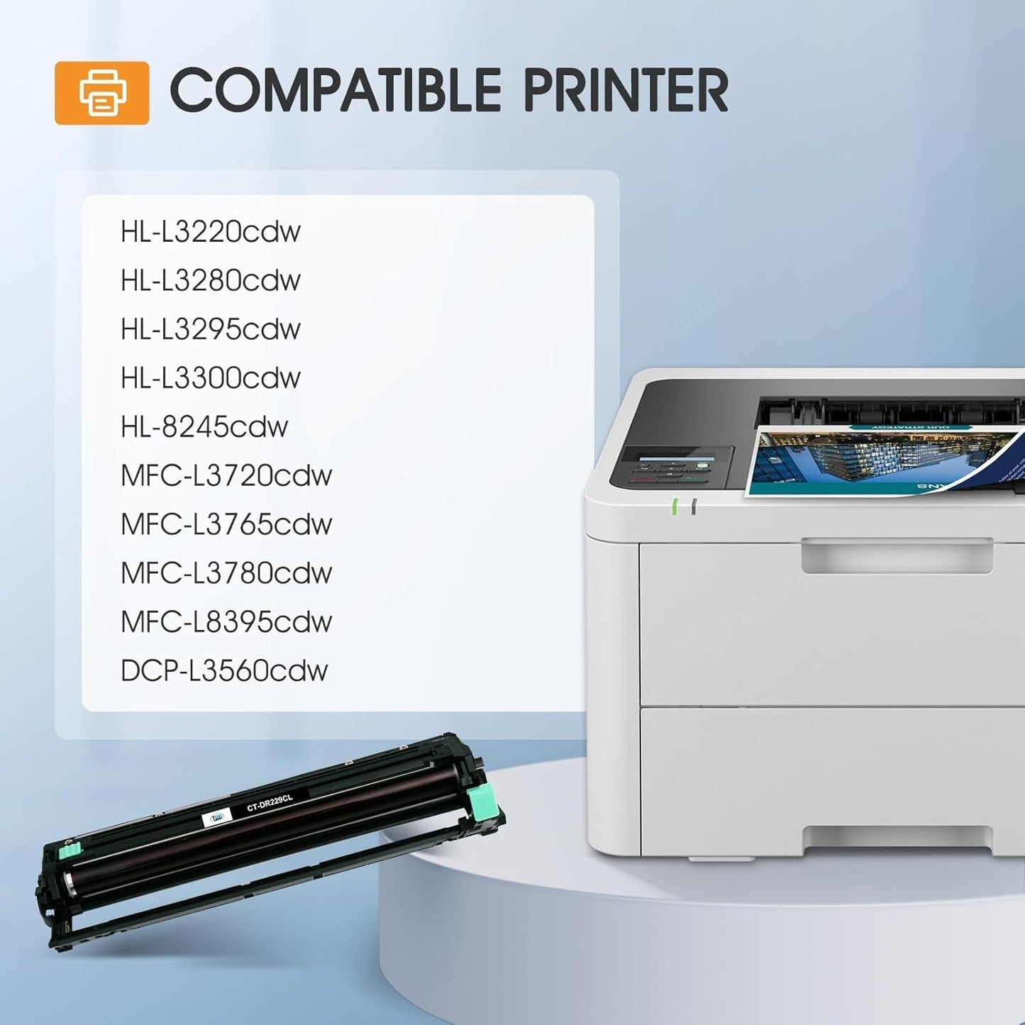 DR229 DR229CL Drum Unit 4-Pack Compatible Replacement for Brother DR229 DR-229CL for MFC-L3780cdw MFC-L3720cdw HL-L3220cdw HL-L3280cdw HL-L3295cdw DCP-L3560cdw Printer (Black Cyan Magenta Yellow)