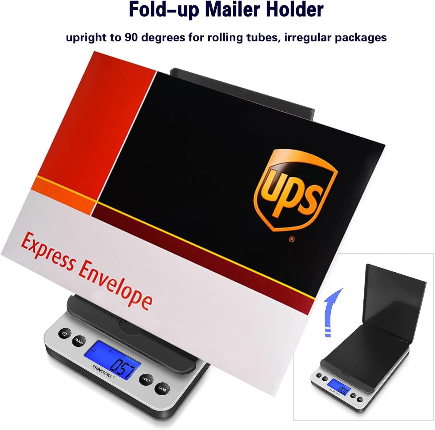 THINKSCALE Shipping Scale, 86lb Postal Scale with Hold and Tear Function, 5 Units, Auto-Off, Postage Scale for Packages Mailing Small Business, AC Adapter & Battery Included