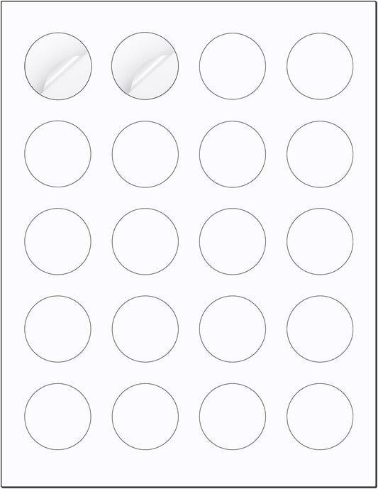 Methdic 1.5" Diameter High Visibility Printable Round Labels，Matte White，600 Customizable Blank Stickers