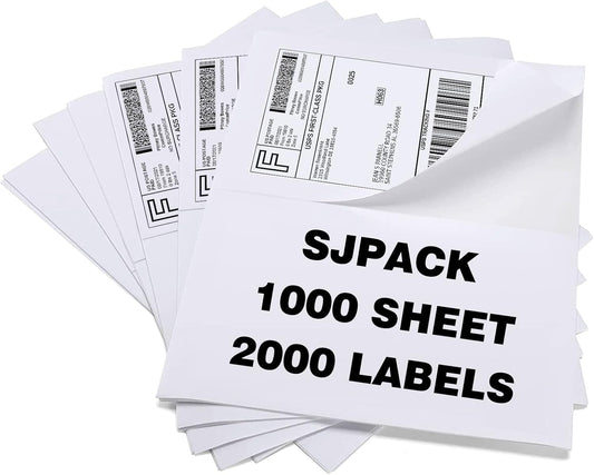 2000 Labels 8.5x5.5 Half Sheet Laser/Ink Jet Shipping Labels Mailing Blank Labels